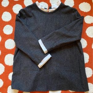 Sézane grey wool top (detachable collar and sleeve)